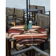 thumbnail image 2 of Hokiten Outdoor Tablecloths with Umbrella Hole & Zipper, Brown Red Star Western Round Tablecloths 60 Inch, Vintage Country Wooden Waterproof Table Cloth, Patio/Pool/Picnic Table Covers, 2 of 7