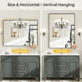 thumbnail image 6 of GODCHAR 48"x 36" Bathroom Vanity Mirror Rectangular Metal Frame French Cleat Mounted Wall Mirror Tempered Glass, 6 of 10