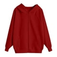 thumbnail image 4 of ZOYOEN Girls Hoodie with Pocekts- Casual Zip Up Lightweight Loose Fit Long Sleeve Kids Fall Jacket Red Size 6, 4 of 6