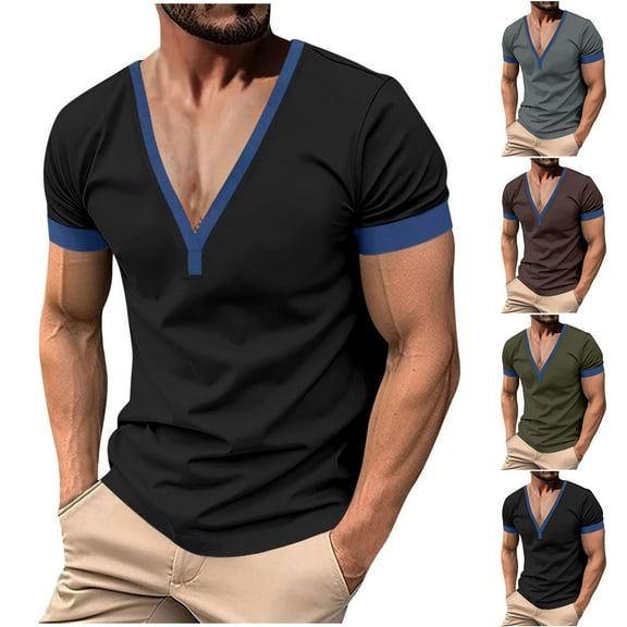 Dovford Men's T Shirts Short Sleeve Classic V Neck T-Shirt Casual Summer Basic Tee Shirt 2025