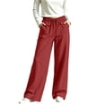 thumbnail image 3 of Zynoxe Women's Cotton Linen Pants Relaxed Wide Leg Pants for Women Elastic Waist Drawstring Lounge Pants Versatile Solid Color Casual Trousers with Side Pockets, 3 of 8