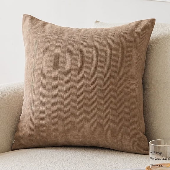 Mocha Brown Chenille Throw Pillow Cover, Soft Textured Decorative Cushion Case for Sofa Couch and Living Room Decor