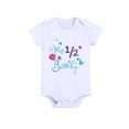 thumbnail image 5 of IBTOM CASTLE Toddler Baby Girls Mermaid 1st Birthday Outfit Princess Romper + Tutu Skirt + Shiny Bowknot Headband Cake Smash Clothes Set, 3-Piece, 5 of 6