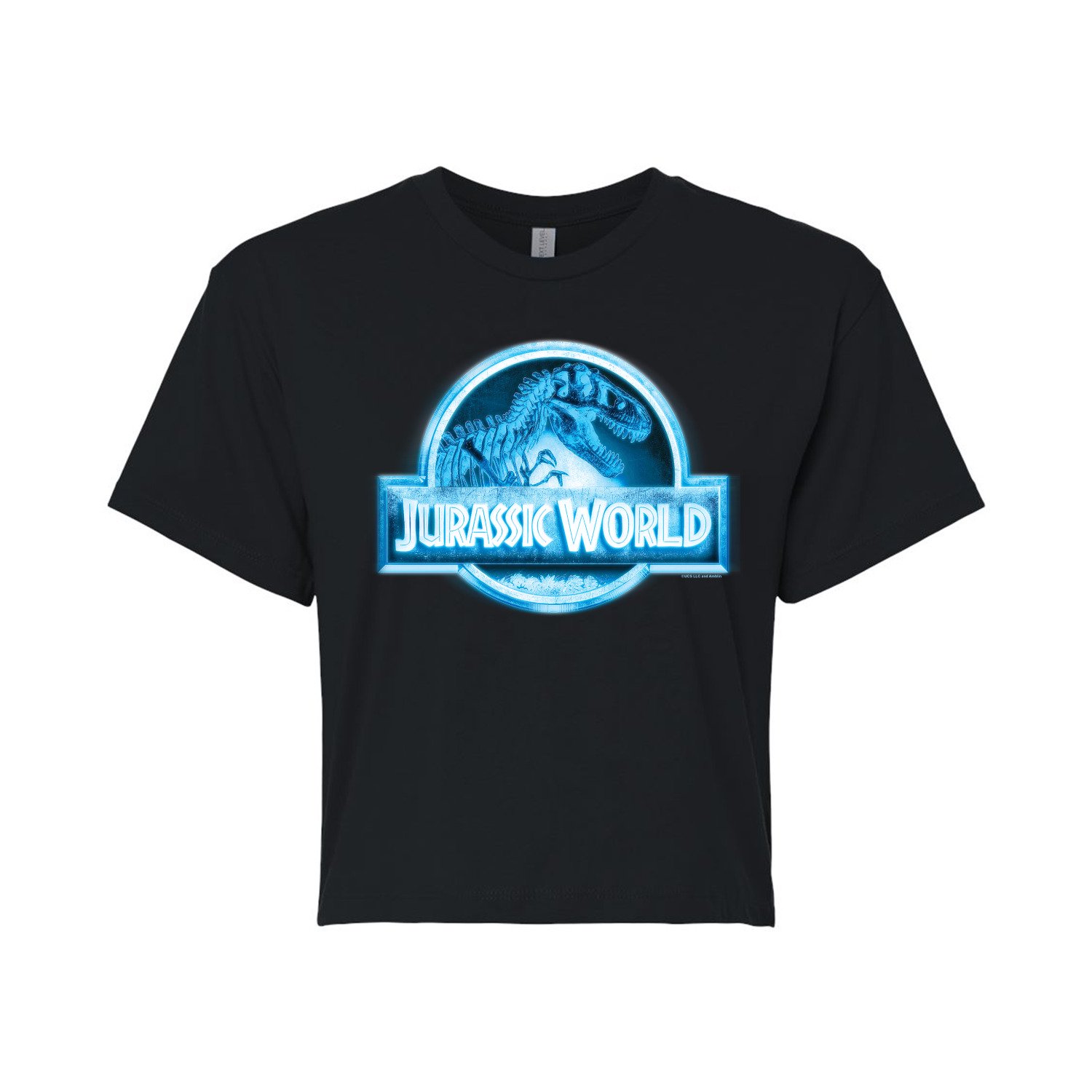Jurassic Park - Jurassic World Logo Night Vision - Juniors Cropped Graphic T-Shirt