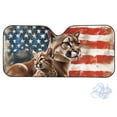 thumbnail image 2 of Xoenoiee Leopard American Flag Pattern Car Windshield Sunshade UV Ray Reflector Auto Window Sun Shade Visor Shield Cover with Suction Cups, Keeps Vehicle Cool, 2 of 7