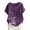 Purple, variant on RKSTN Womens Summer Tops 2023 Fashion Cotton and Linen Loose Embroidered Floral Print Round-Neck Mexican Shirts Short Sleeve Casual Solid Color Blouse