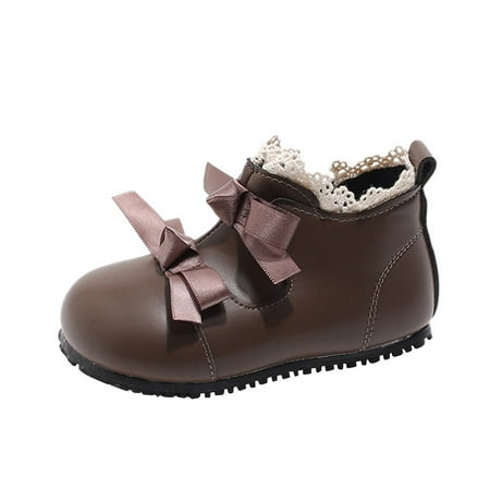 NOKIO Clearence Toddler Little Girls Leather Mary Jane Dress Shoes Lace Bowtie Ballet Flats Wedding Party Princess Shoes First Walkers Flexible Sole Toddler Girls Formal Occasion