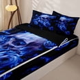 thumbnail image 3 of Homewish Halloween Skull Skeleton Zipper Twin Comforter Sets with Fitted Sheet and 2 Pillowcases,Goth Romantic Rose Zipper Bedding Set,Navy,Black Reversible,4pcs, 3 of 8