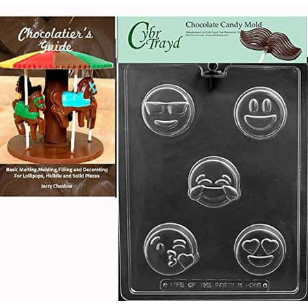 CybrTrayd Bk-M249 "Emoji Faces Cookie" Chocolate Candy Mold, Clear