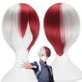 thumbnail image 1 of My Hero Academy's Burnt Frozen Red and White Two tone Short Hair Styling Cosy Wig Red and White Gradient, 1 of 5