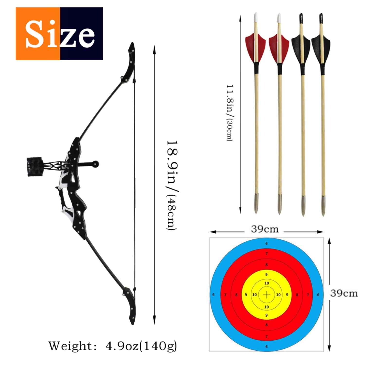 Piaoyu 18.9 Inch Mini Composite Bow and Arrow Set, Indoor Competitive Sports Shooting Practice