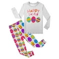 thumbnail image 4 of Toddler Baby Girls Easter Pajamas 2 Piece Easter Bunny Egg Print Long Sleeve Pants Lounge Set Sleepwear Easter Day Gift,Z4-White,4Y(4-5 Years), 4 of 4