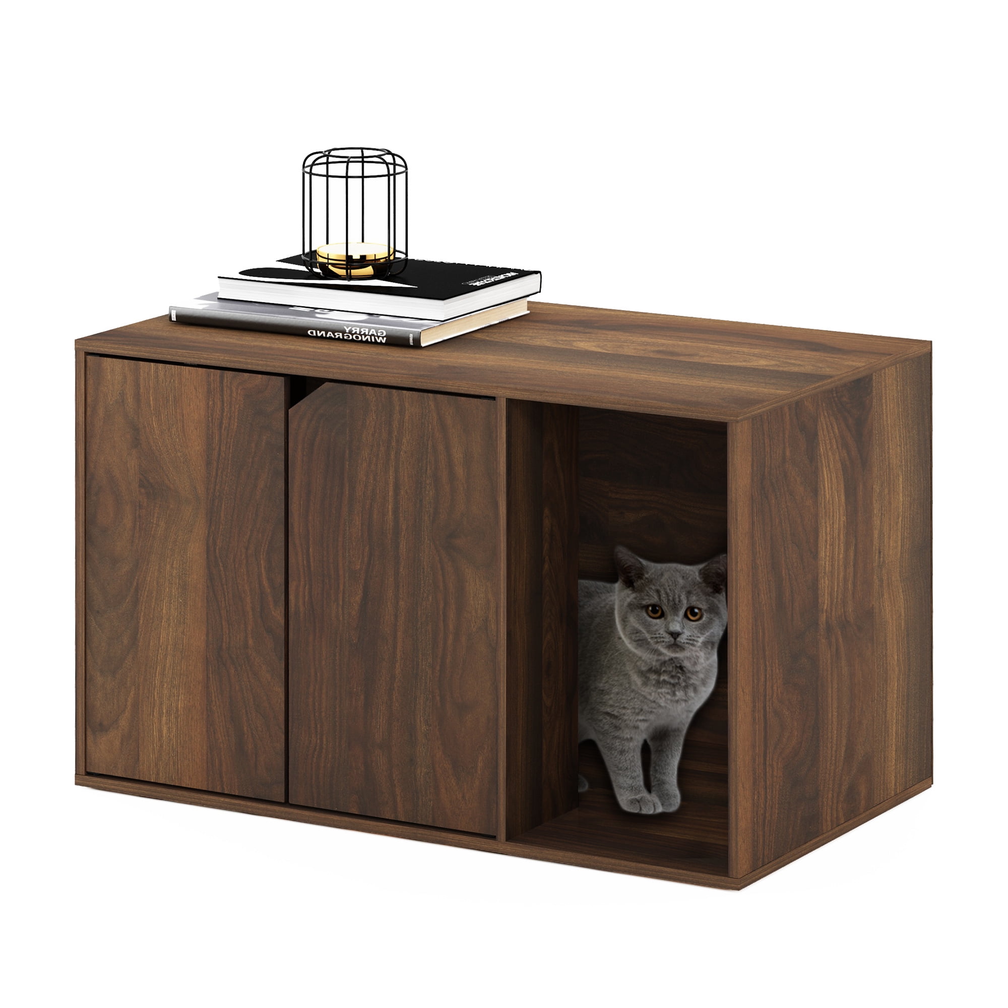 Furinno 20392CWN Peli Litter Box Enclosure, Columbia Walnut