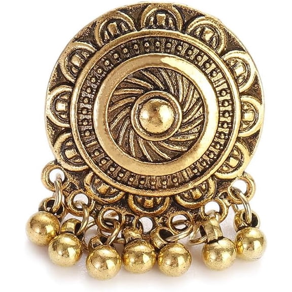 Bohemian Flower Statement Ring for Women Cluster Vintage Jhumka Jhumki Statement Tassel Dangling Ball Open Finger Rings Wedding Band Adjustable Indian Bollywood Dress Accessories Jewelry Gift