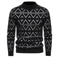 thumbnail image 4 of LOVZFMLL Sweaters for Men, Solid Color Acrylic Crew Neck Ribbed Pullover, Casual Everyday Stretchy, Warm Winter Tops, Fall Clothes, 4 of 7