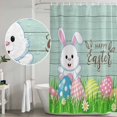 thumbnail image 5 of Easter Rabbits Shower Curtain, Waterproof Shower Curtains for Bathroom, Watercolor Eggs Cute Bunny Grass Flowers Blue Washable Fabric Bathtub Curtain Set Bath Decor with 12 Hooks Long 72"x84", 5 of 8