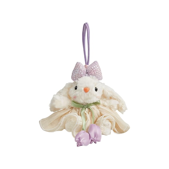 4.7in Cute Lop-Eared Rabbit Bag Charm, Soft Plush Bunny Keychain, Small Stuffed Animal Backpack Accessory, Miniature Rabbit Figurine, Fluffy Bunny Keyring, Decorative Handbag Ornament
