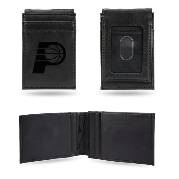 Pacer Basketball Laser Engraved Black Front Pocket Wallet Money Clip