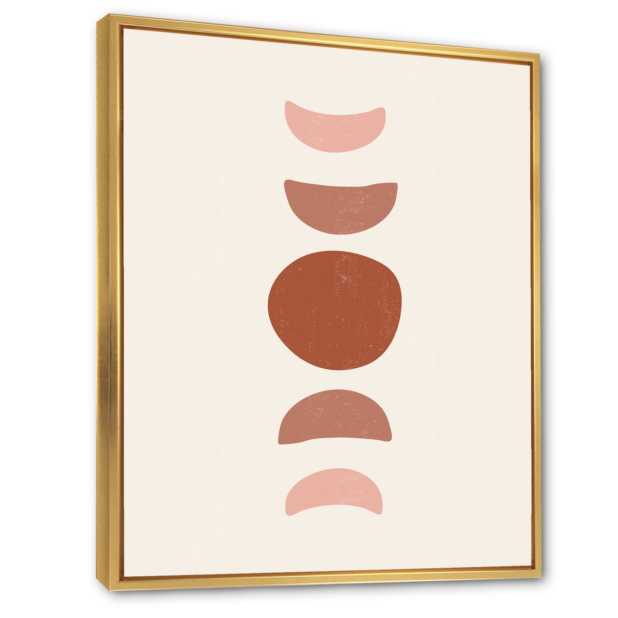 Designart 'Minimal Moon Phases On White' Modern Framed Canvas Wall Art Print