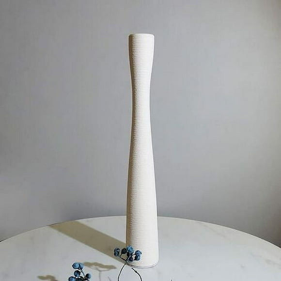 Narrow floor vase Height 50 cm Ceramic Matt white Modern minimalist design Handmade For branches, dried flowers or long stemmed flowers.