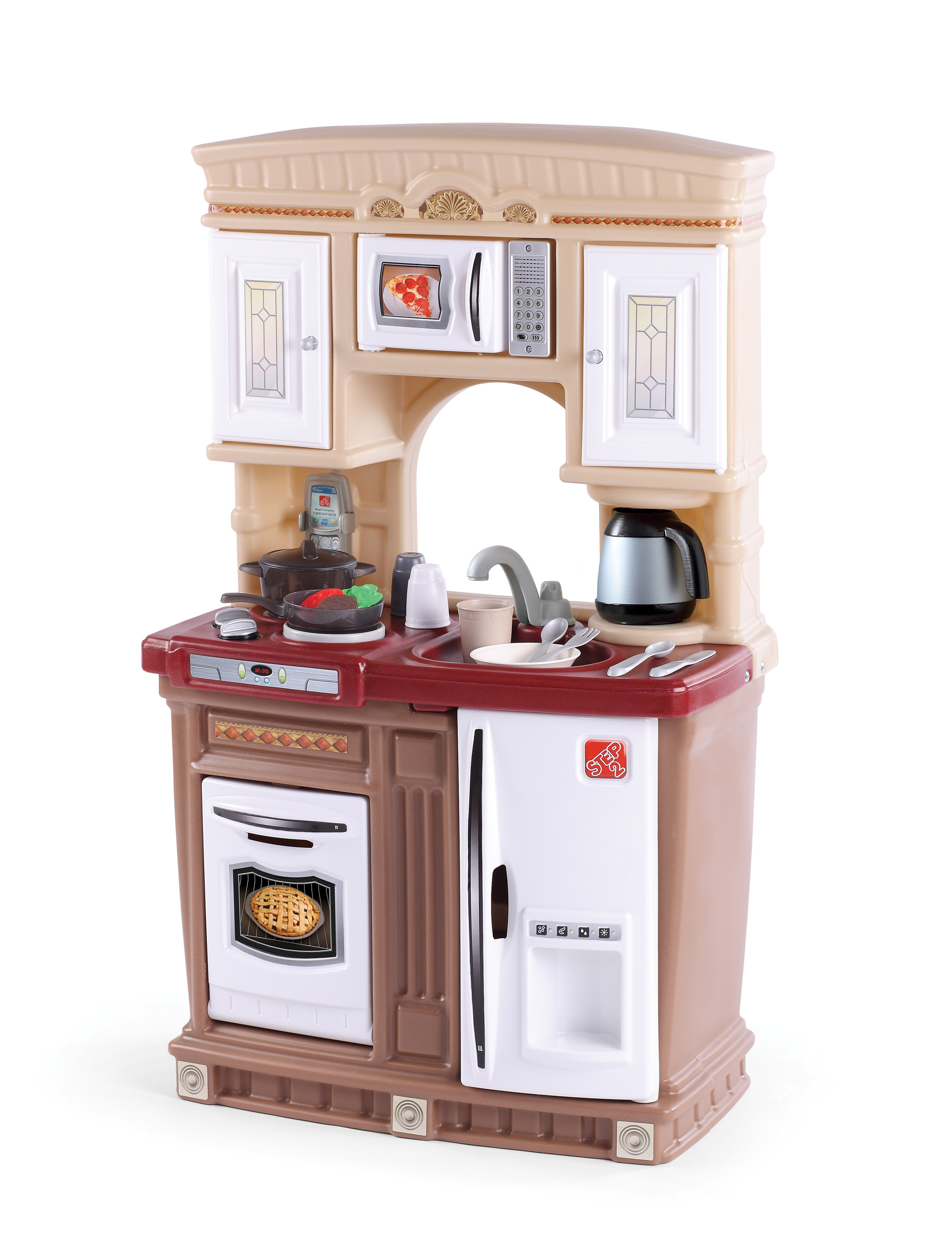 Step2 Lifestyle Fresh Accents Brown Toddler Plastic Kitchen with 30 Piece Kitchen Play Set - image 4 of 5