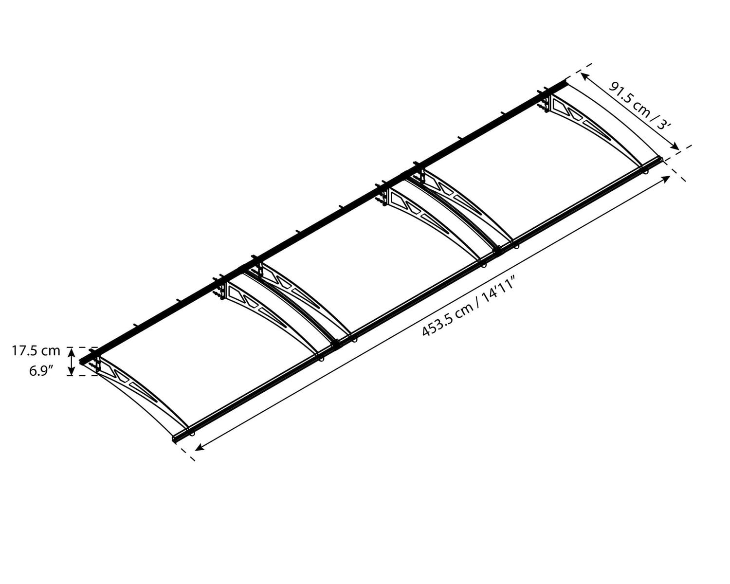 CANOPIA by PALRAM Altair 3 ft. x 14 ft. Door Awning Kit - Grey