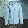 thumbnail image 2 of YDFCWXW Women's Lightweight Hooded Raincoat Waterproof Packable Active Outdoor Rain Jacket Blue, 3XL, 2 of 8