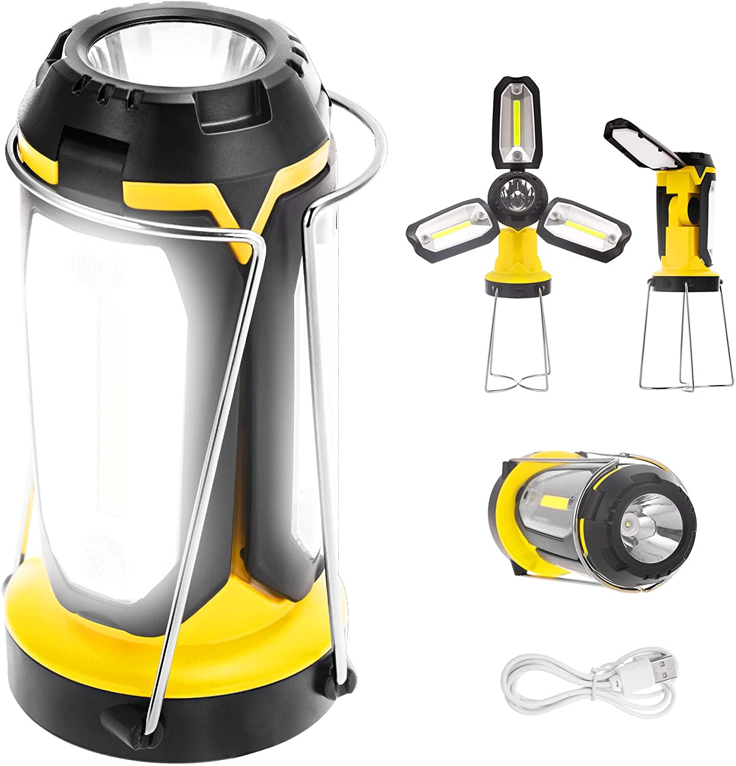 Portable 6 Mode Usb Powered Led Camping Lantern Super Bright 1000Lm Foldable Waterproof Suitable For Hiking, Camping, Fishing, Emergencies, Blackouts