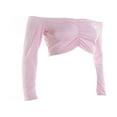 thumbnail image 4 of Women Off Shoulder Crop Top Long Sleeve Ribbed Knit Stretchy Blouse Top Vest, 4 of 6