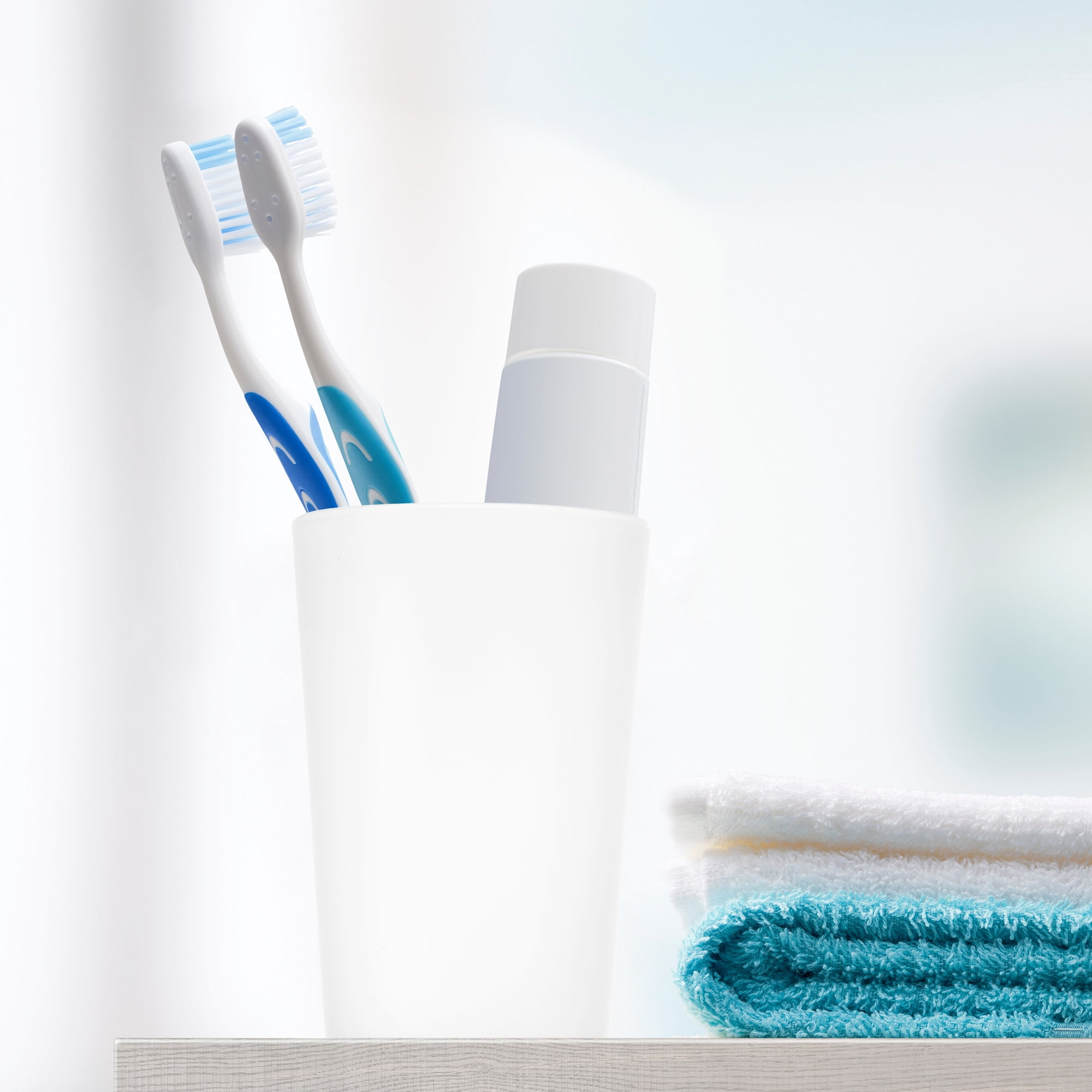 Unique Bargains 2pcs Bathroom Toothbrush Tumblers PP Cup for Bathroom 4.92''x3.03'' Clear, Gray