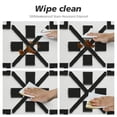thumbnail image 4 of JEUXUS  Round Polyester Fitted Tablecloth Vertical Shaped Geometric Pattern Wipable Polyester Cloth Spring Summer Party Table Cover Abstract Black White, 4 of 7