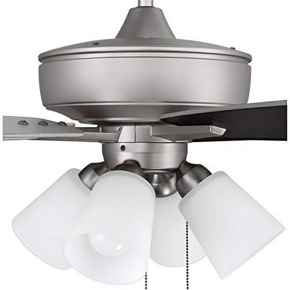 Craftmade S114BN5-60BNGW Super Pro 60" Ceiling Fan with LED Lights & Pull Chain, 5 Reversible Brushed Nickel/Greywood MDF Blades, Brushed Satin Nickel