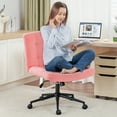 thumbnail image 3 of Furniliving Desk Chairs Swivel Armless Home Office Desk Chairs Mid Back Office Chairs Teddy Velvet, Pink, 3 of 9