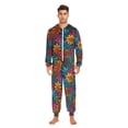 thumbnail image 5 of Adult Christmas Onesie Brightolorful Flowers Adult Zipper One-Piece Pajamas Unisex Pajamas with Pockets, 5 of 6