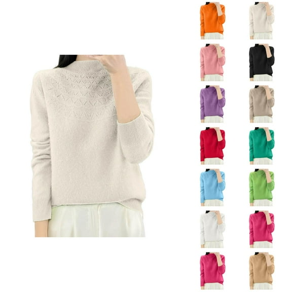 Sweaters for Women Pullover Casual Chunky Knit Oversized Cozy Winter Autumn Outfit Women's Sweater Soft Long Sleeve Round Neck Comfortable Tops Loose Fit Solid Color Basic For Fall