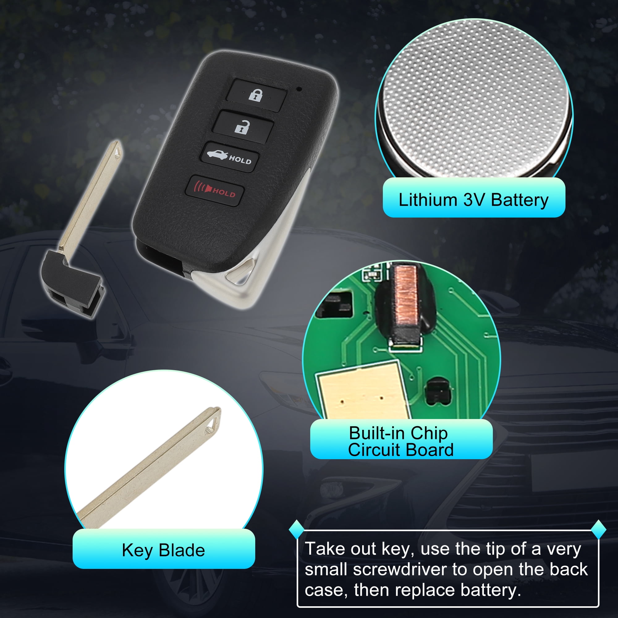 HYQ14FBA 314.3 MhzReplacement Keyless Entry Remote Smart Key Fob for Lexus GS350 2013-2020 for Lexus ES300h 2013-2018 g Chip 89904-06170 4 Buttons