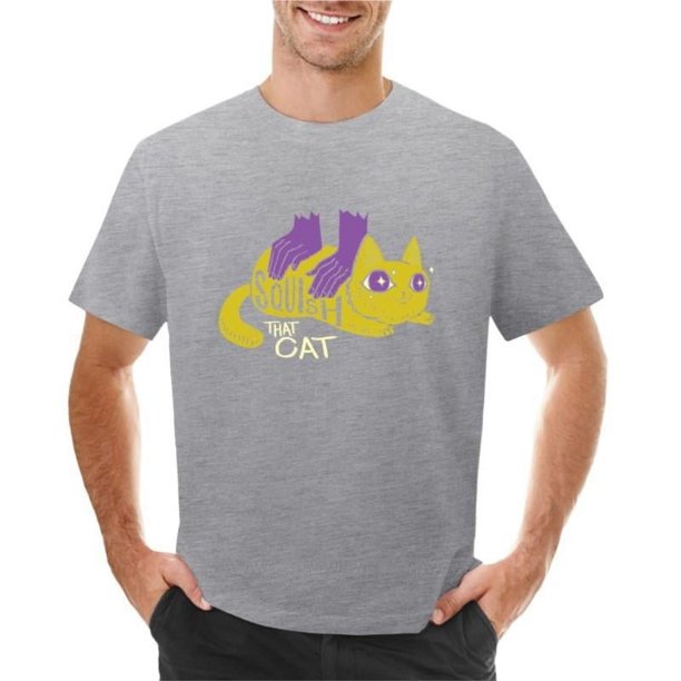Camiseta negra para hombre, camiseta "Squish that Cat!", ropa estética, tops bonitos, camisetas para hombre, camisetas de algodón para hombre.