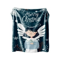 FastXmas Christmas Throw Blanket Decoration,Christmas Theme Blanket,Reindeer,Gift Box,Pine Tree Printing Xmas Blanket, Cosy and Soft Flannel Blanket for Couch Sofa,Bedroom,Office Napping,39x51 Inch