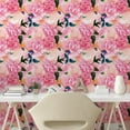 thumbnail image 2 of Ambesonne Romantic Floral Peel & Stick Wallpaper for Home, Romantic Flowers, 13"x72", Coral Pink and Peach, 2 of 5