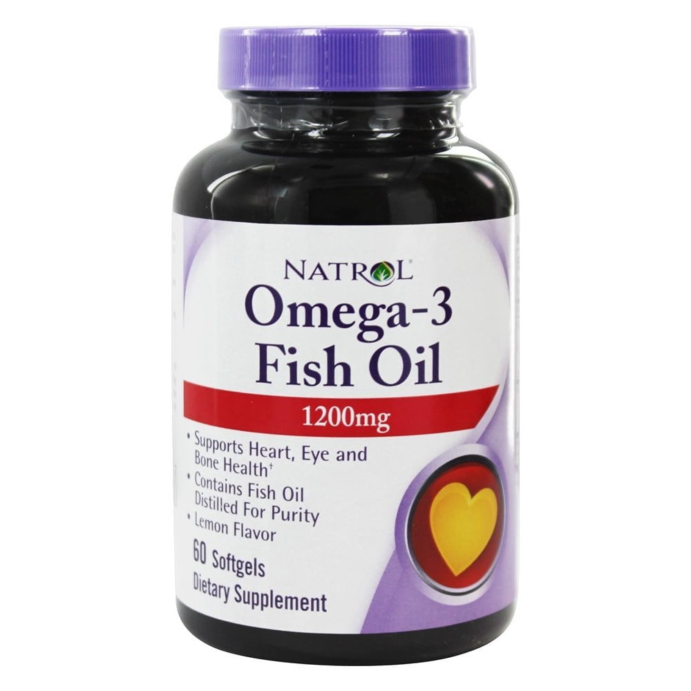 Natrol Heart Health Omega3 Fish Oil, Lemon Flavor 1200mg, 60 Softgels