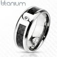 thumbnail image 1 of 8mm Black Graphite Carbon Fiber Inlay CZ Center Band Ring Solid Titanium (SIZE: 11), 1 of 1