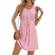thumbnail image 3 of TaTaai Ladies Fashion Solid V-Neck Sleeveless Hollow Out Textured Dress Adjustable Drawstring Waist A-Line Flowy Midi Dress Soft Breathable for Spring Summer Outings Gift, 3 of 6
