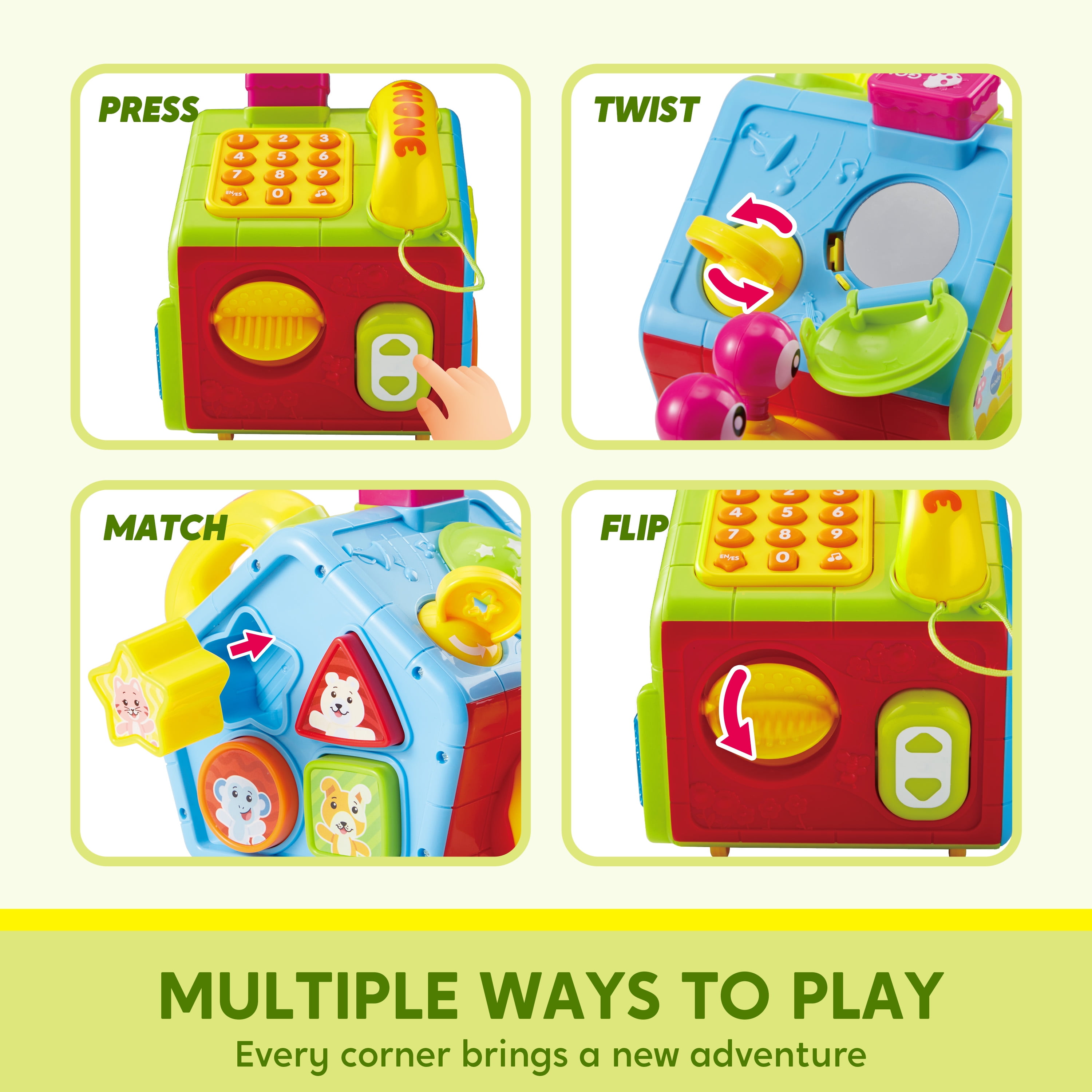 Joyfy Snail Crawling Toy Activity Cube with Music & Light 10 in 1 Montessori Toys for Baby 6-12-18 Months Educational Learning Toys for Toddler 1-3, First Birthday Gifts for Boys & Girls