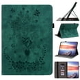 thumbnail image 1 of Pour Samsung Galaxy Tab S8 Plus/S7 FE/S7 Plus Étui 12.4 Pouces, Couverture Folio Papillon Embossée avec Fentes pour Cartes, Rouge, 1 of 7