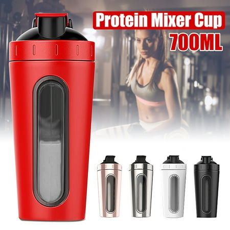 700ml Protable Stainless Steel Protein Shaker / Mixer Bottle / Blender Cup/ Protein Bottle W/ Visible Window for Home Fitness Gym