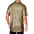 thumbnail image 3 of INSPIRE CHIC Men's Short Sleeve Button Disco Party Shining Metallic Shirts M Black Golden, 3 of 6