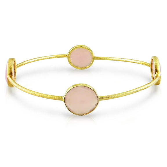 Everly Women's Rose Quartz 22k Yellow Gold Plated Bracelet