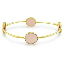 Everly Women's Rose Quartz 22k Yellow Gold Plated Bracelet
