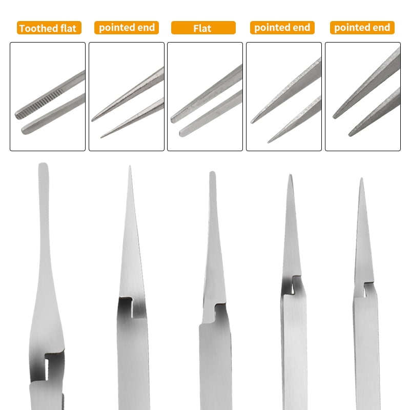 1PC Tweezers Stainless Steel  Non-slip Cross Lock Reverse Action Tweezer Save Effort Maintenance Tools