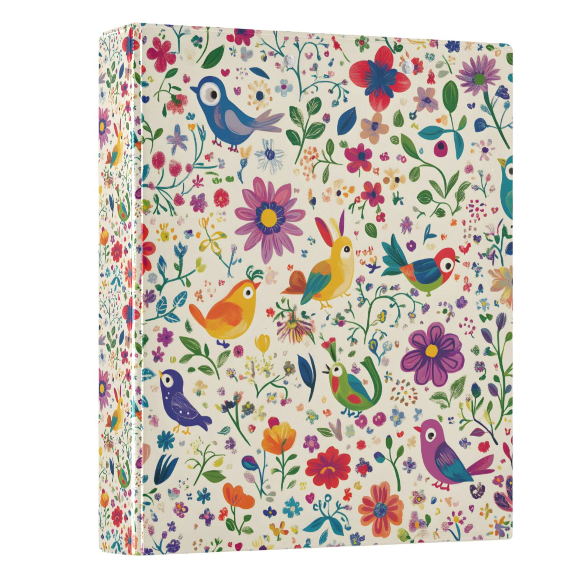 FORMRS 3 Ring Binder 1.5 inch with Pockets Set of 2 Clip Board 200 Sheets Capacity, Purple Cartoon Animals